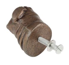Antique Bull Dog Iron Cabinet Knob