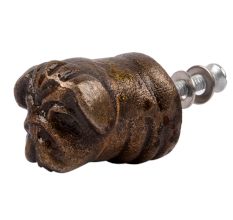 Antique Bull Dog Iron Cabinet Knob