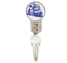 Blue Yatch Ceramic Floral Hook