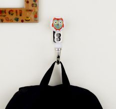Orange Owl Ceramic Flat Hook