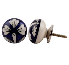 Navy Blue Flower Knob