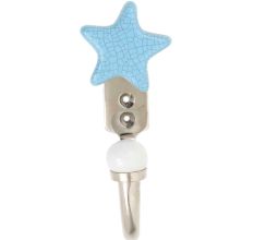 Turquoise Star Crackle Ceramic Hook