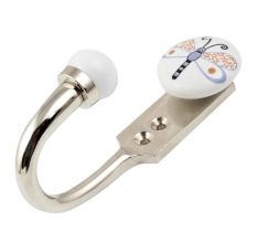 White Base Bee Ceramic Flat Hook