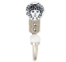 White Base Black Baby Flat Ceramic Hook