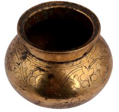 Brass Water Pot Engraved God Image And Floral Border