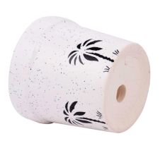 White Ceramic Pot For Indoor Plants With Painted Palm Tree
