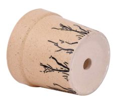 Beige Wide Ceramic Pot Hand painted With Long Grass Design
