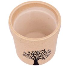 Hand painted Black Tree On Beige Ceramic Pot