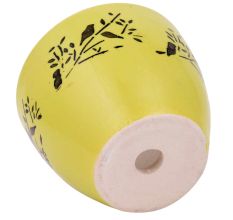 Ceramic Pot Hand painted With Yellow And Black With Small Birds On Branch