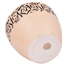 Beige Ceramic Pot With Hand painted Black Abstract Design