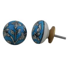 Turquoise Floral Knob