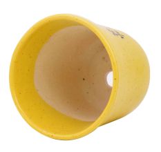 Yellow Ceramic Pot With Hand painted Black Flowers