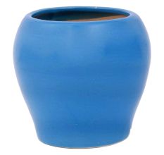 Round Blue Painted Ceramic Vase Pot