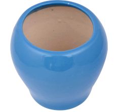 Round Blue Painted Ceramic Vase Pot