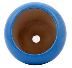 Round Blue Painted Ceramic Vase Pot