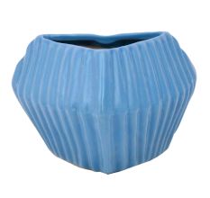 Blue Color Ceramic Vase Or Pot With Patterned Design