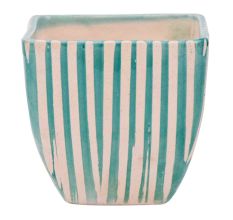 Hand painted Blue Stripe Design Ceramic Pot For Interior Design