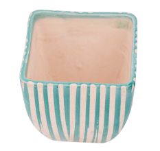 Hand painted Blue Stripe Design Ceramic Pot For Interior Design