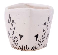 White Oval Ceramic Pot Hand painted Flower Pattern