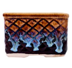 Blue Flame Brown Square Shape Ceramic Pot