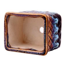 Blue Flame Brown Square Shape Ceramic Pot