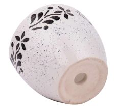 Fresh White Ceramic Pot Hand painted Black Floral Border on Top