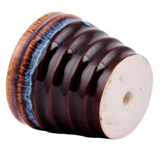 Handmade Dark Brown Striped Glazed Ceramic Pot