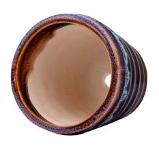 Handmade Dark Brown Striped Glazed Ceramic Pot