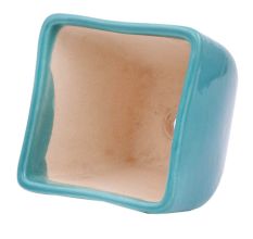 Handmade Blue Ceramic Pot With Square Top