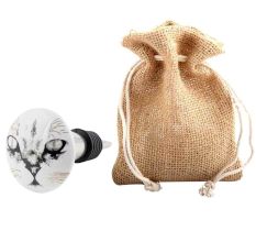 Abyssinian Cat Face Golden pattern Ceramic Wine Bottle Stopper