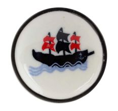 Black Boat Flat Ceramic Wine Bottle Stopper 