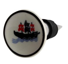 Black Boat Flat Ceramic Wine Bottle Stopper 