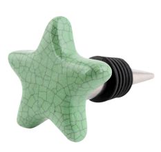 Green Star Crackle Ceramic Wine Bottle Stopper