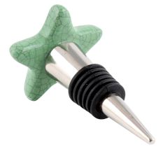 Green Star Crackle Ceramic Wine Bottle Stopper
