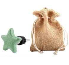 Green Star Crackle Ceramic Wine Bottle Stopper