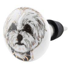 Havanese Dog Face Golden pattern Ceramic Wine Bottle Stopper