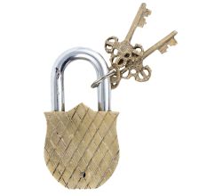 Tiger Engraved Design Brass Padlock Door Lock  With 2 Keys