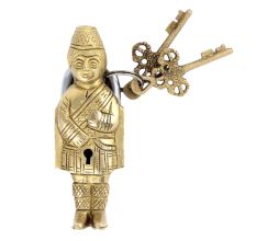Indian Solider Design Brass Lock With 2 Decorative Keys
