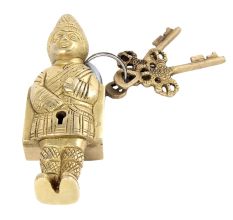 Indian Solider Design Brass Lock With 2 Decorative Keys