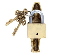 Indian Solider Design Brass Lock With 2 Decorative Keys