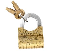 Brass  Floral Design Handcuff Lock With 2 Keys