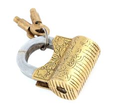 Brass  Floral Design Handcuff Lock With 2 Keys
