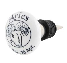 Aries Flat Ceramic Wine Bottle Stopper 