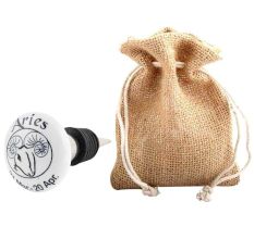 Aries Flat Ceramic Wine Bottle Stopper 