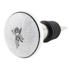 Black Flying Man Ceramic Flat Wine Bottle Stopper