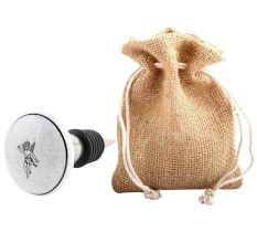 Black Flying Man Ceramic Flat Wine Bottle Stopper