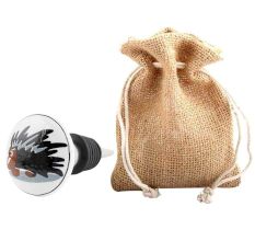 Black Hedgehog Ceramic Flat Wine Bottle Stopper