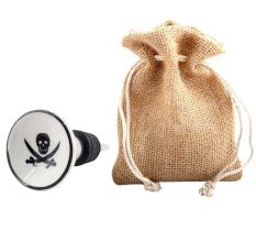 Black Man Skull Danger Symbol Flat Ceramic Wine Bottle Stopper