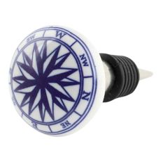 Blue Compass Wine Bottle Stopper