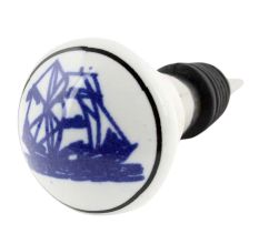 Blue Yatch Ceramic Floral Wine Bottle Stopper